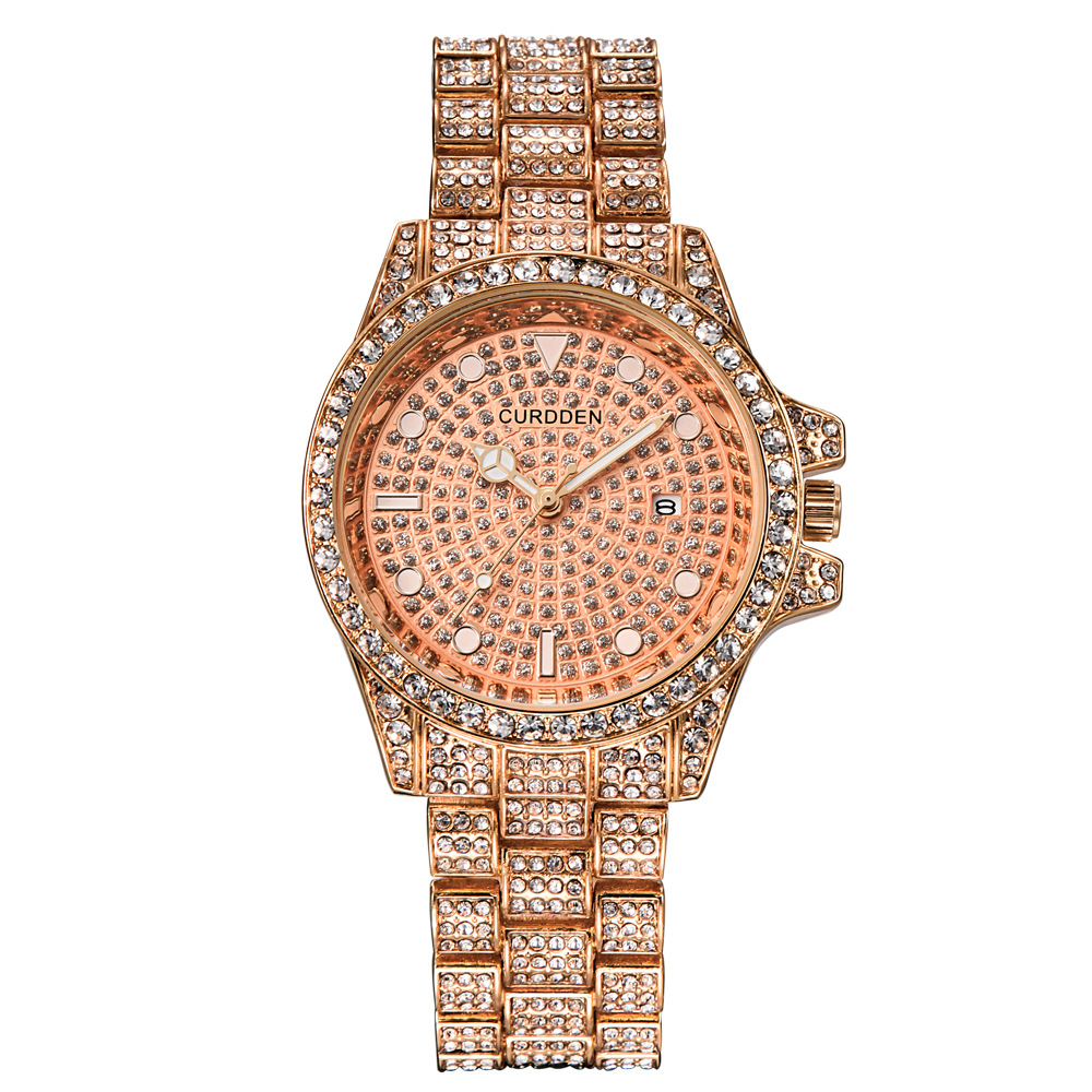 豪华腕表男士腕表时尚休闲石英手表商务风 - buy leaf watch,diamond