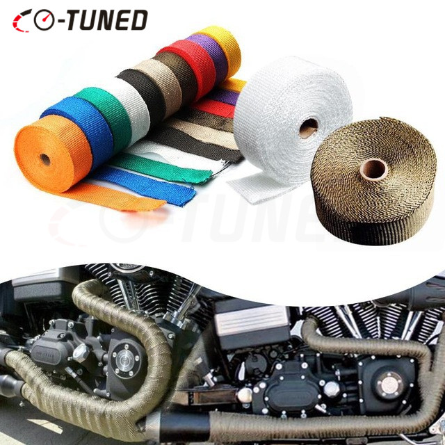 Orange Q 2/" x 50FT Exhaust Header Fiberglass Heat Wrap Tape w// 5 Steel Ties