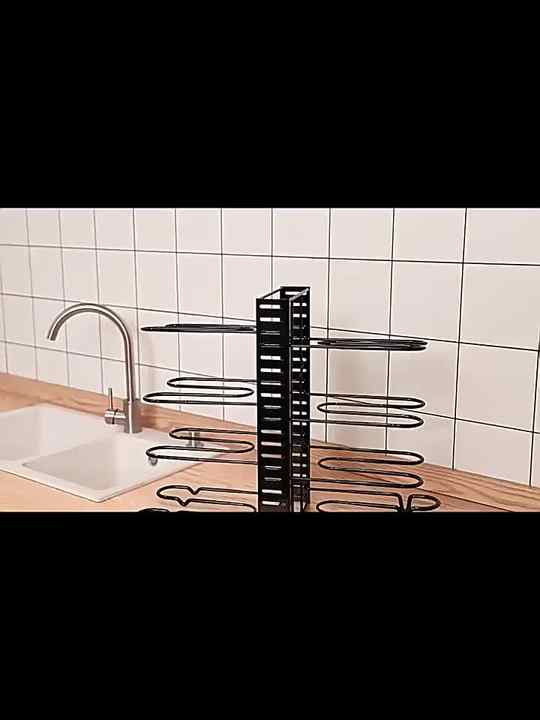 Organizer Per Pentole E Padelle In Acciaio Al Carbonio – 4 Ripiani Regolabili, Fino A 10,4kg Per Livello, Sottopensile, Nero