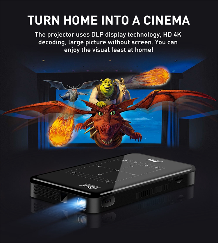 Super Mini home cinema 4K HD smart Android wireless DLP projector