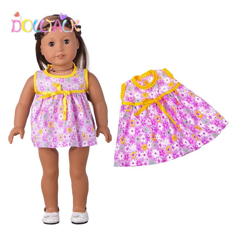 YIWU MISU компании под заказ 18 дюймов американская кукла, фиолетового цвета, с цветочным рисунком и круглым вырезом, Летнее нарядное платье принцессы, без рукавов, Кукла Одежда