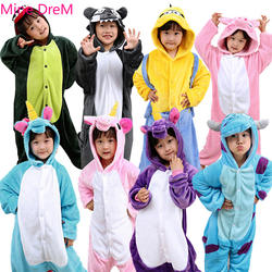 Winter Halloween Children Kigurumi Anime Kids Costumes Cosplay Cartoon Animal Sleepwear Unicorn Warm Hooded Robe Sets