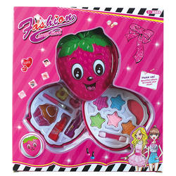 OEM factory New children's cosmetics girls play makeup toys set strawberry dress up low moq eyshadow lipgloss nail private label