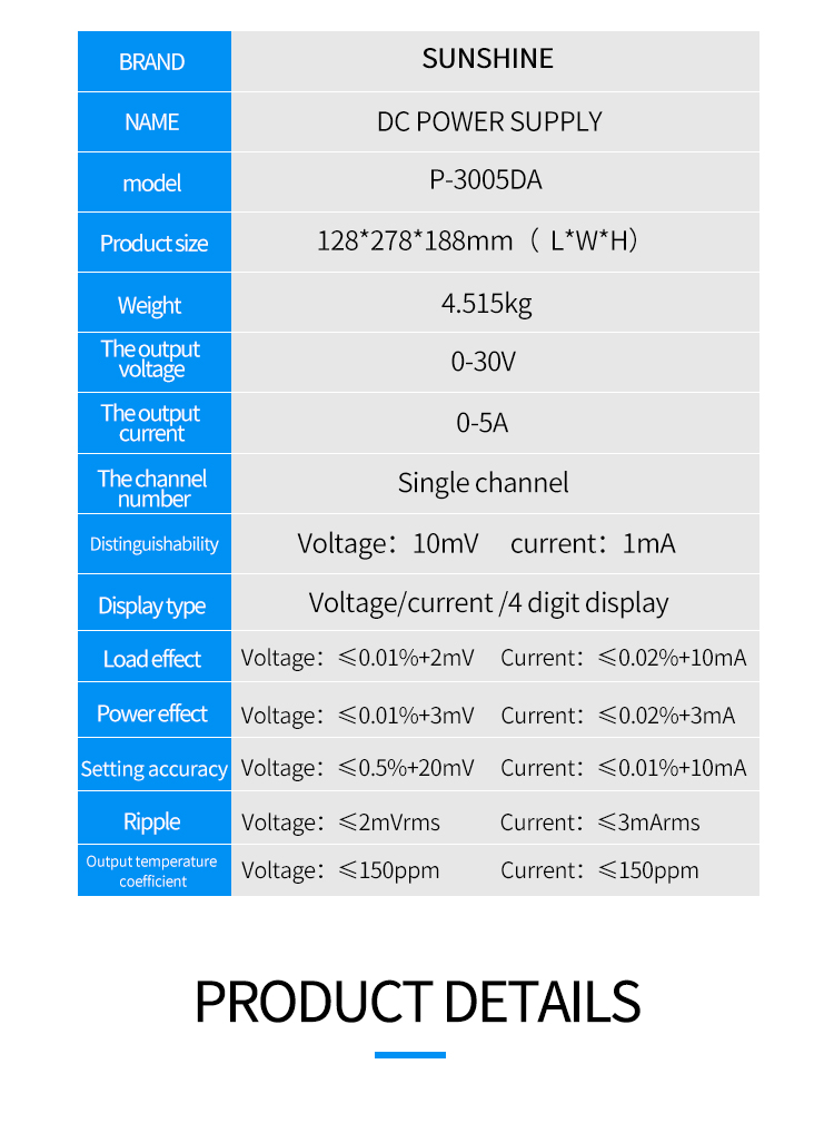 SUNSHINE P-3005DA POWER SUPPLY FOR REPAIR MOBILE PHONE 30v 5a