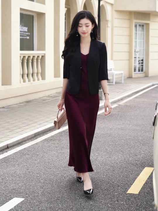 Red Two-Piece Ceremonial Speech Contest Hosting Hostess Dress XL