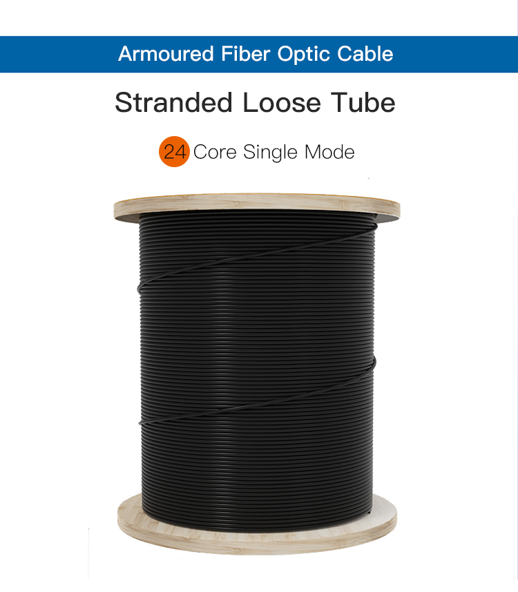 Single Mode G652D Armoured Fibre Optic Cable For Cell Phone Booster