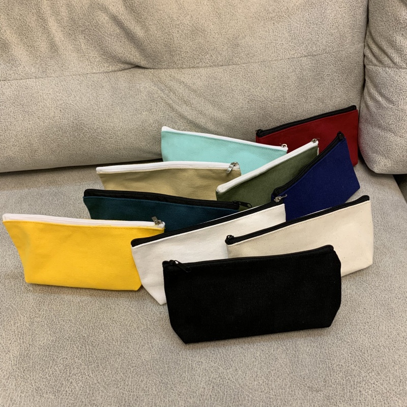 Оптовая продажа, простой Органайзер с принтом логотипа на заказ, Подарочный карандаш 12 унций, Холщовый пенал