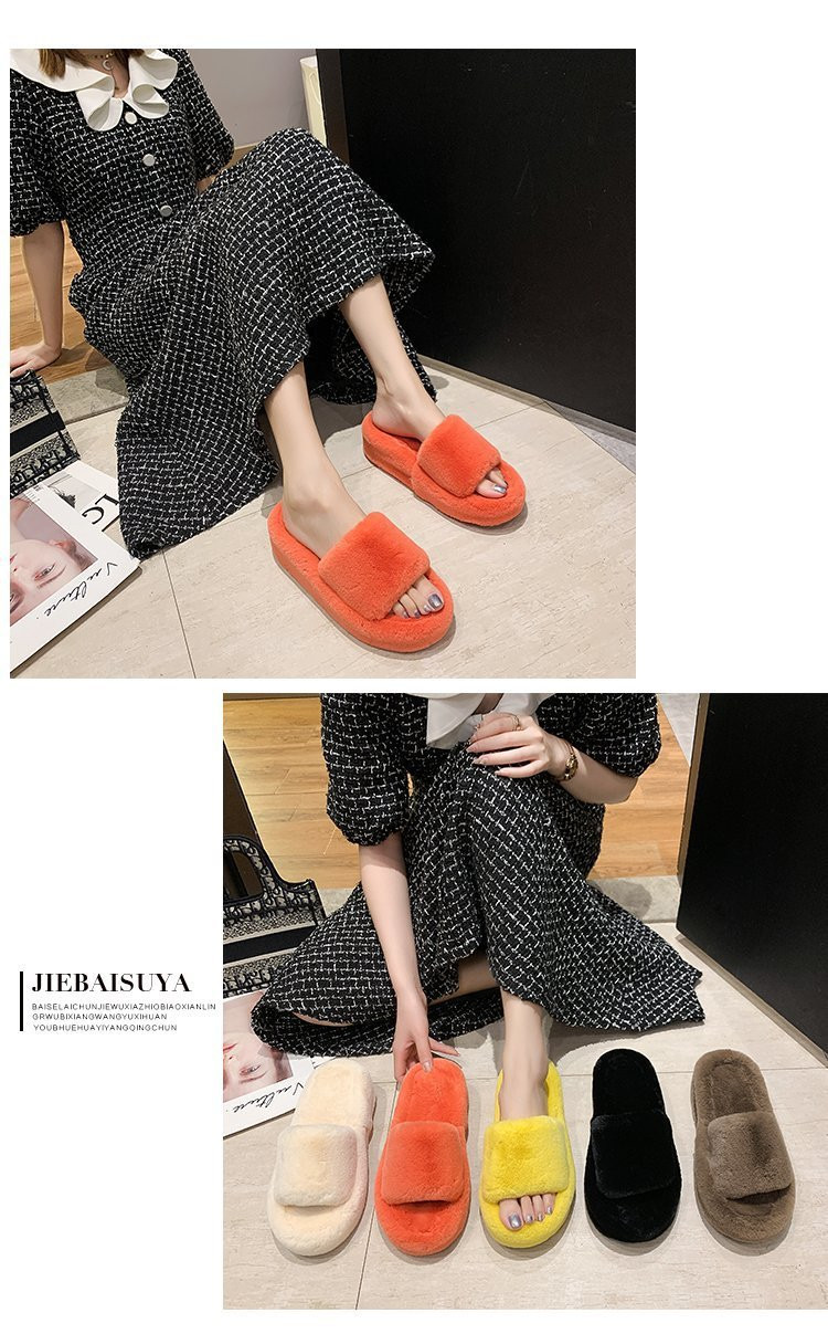 Winter Warm Slides Home Flat Sandals Female Bedroom Plush Slippers for Women Wholesale