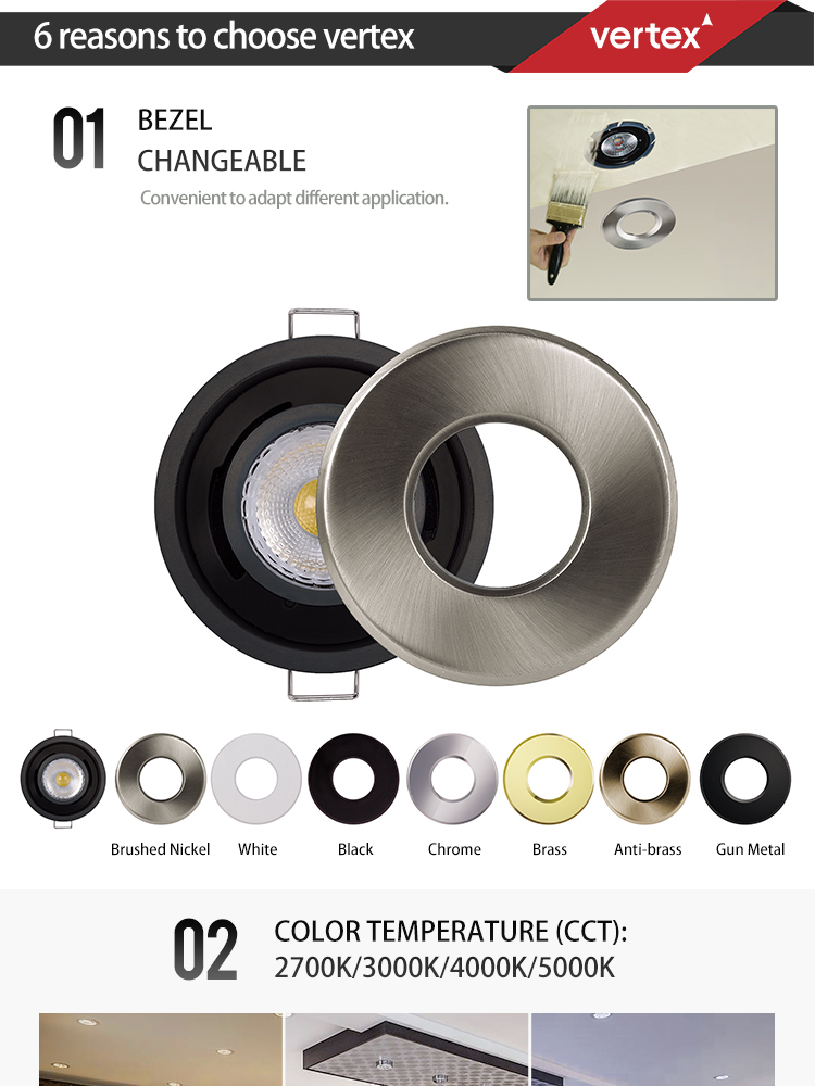 ip65 waterproof bathroom led downlights Vertex Lighting