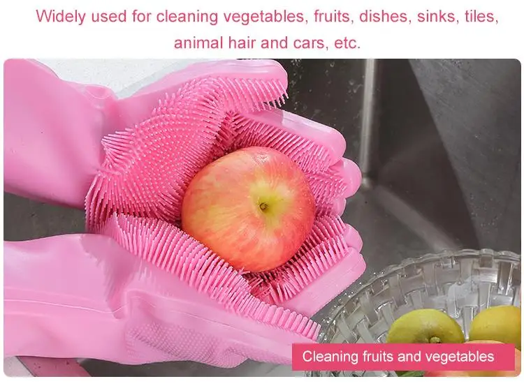 Dishwashing silicone gloves scrubber Durable Glove brush for washing dishes kitchen magic cleaning gloves