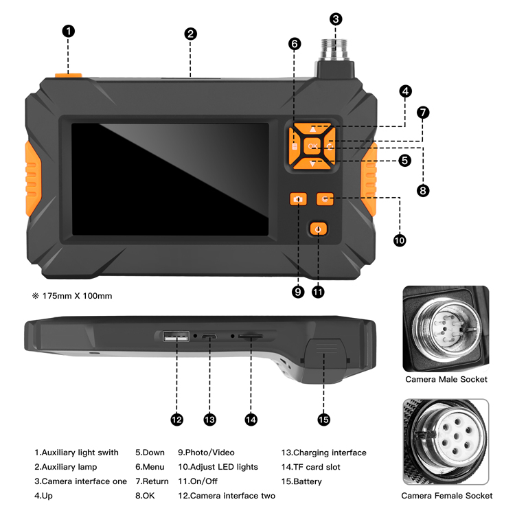 Pipeline Inspection Color Camera Boroscope Inspection Snake Camera BS-GD37