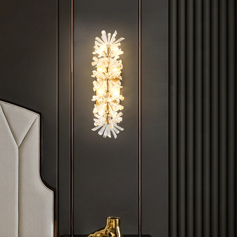 New design art square crystal goldene wall lamp  wandleuchte for living room bedroom