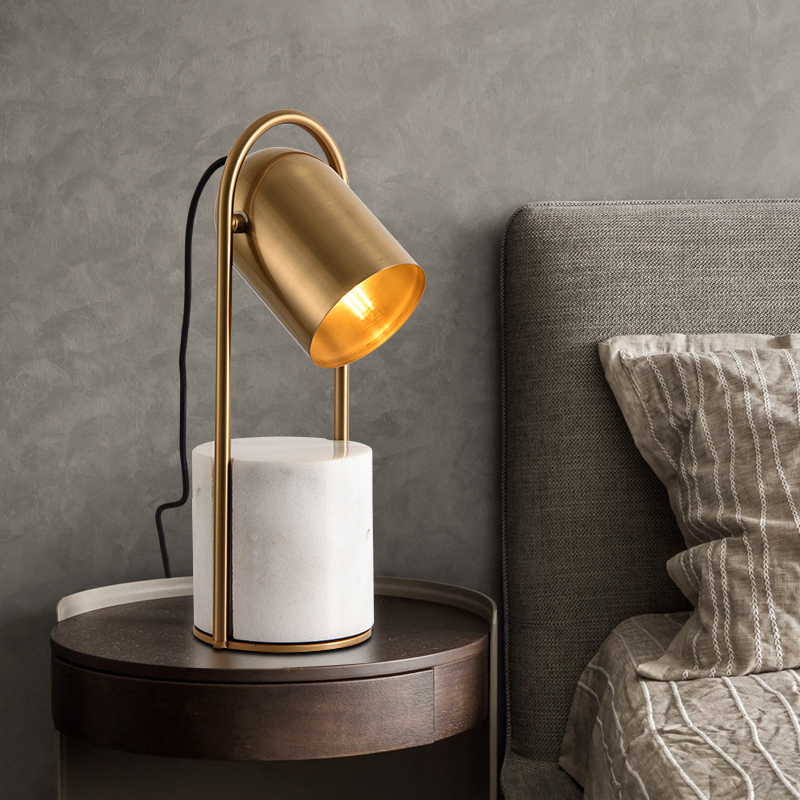 post modern golden table lamp luxury creative marble table lamp electroplating lampshade light