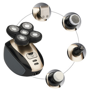 Electric Razor Head Shaver for Bald Men 5 in 1 Wet Dry Rotary Shavers Nose Hair Beard Trimmer Clippers Facial Clean Brush