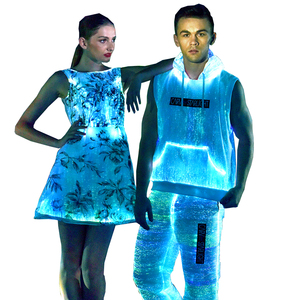 Lumisonata Flashing RGB Colors Changeable Party Music Festival Light up Glow in the Dark Luminous Fiber Optic Rave LED Clothing