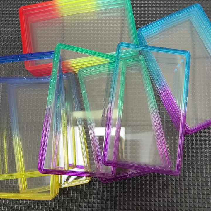 Back Panel Plate Gradient Color Glitter TPU Graded Card Slab Protector  Bumper Guard with Clear Acrylic Plate for PSA Slab