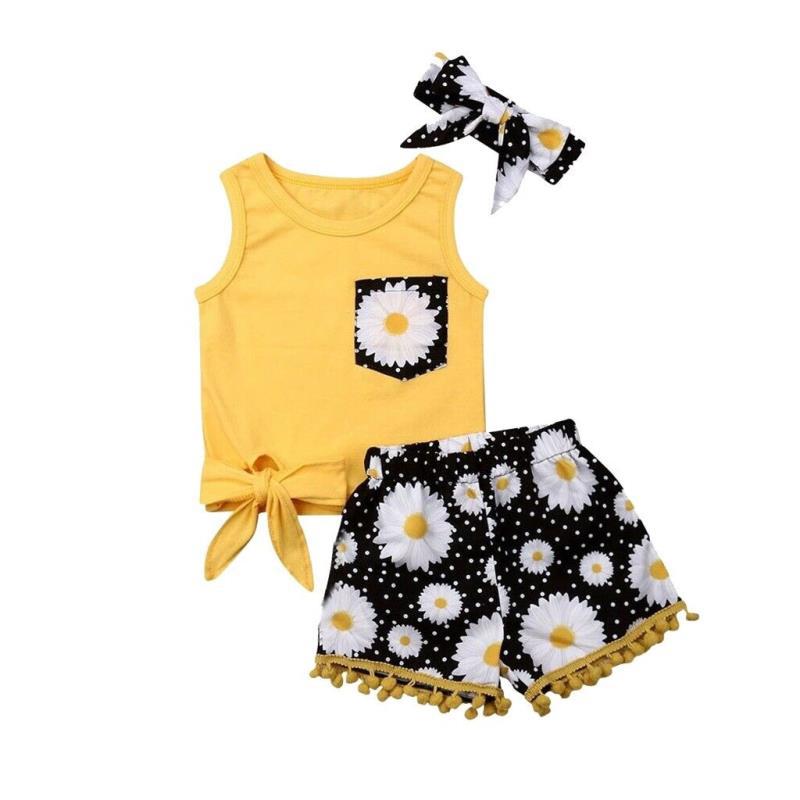 3 шт. самые новые летние носки для детей ясельного возраста, одежда для маленьких девочек, хлопок, повседневный комплект, комплект одежды, боди + шорты + повязка на голову, изящная одежда для детей