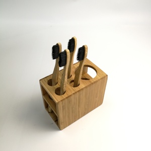 bamboo wooden case toothbrush holder or makeup brush holder