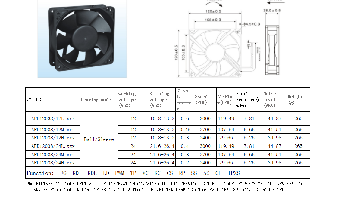 cheap DA12032B48U 12 cm 12032 48V 0.35A double ball cooling fan
