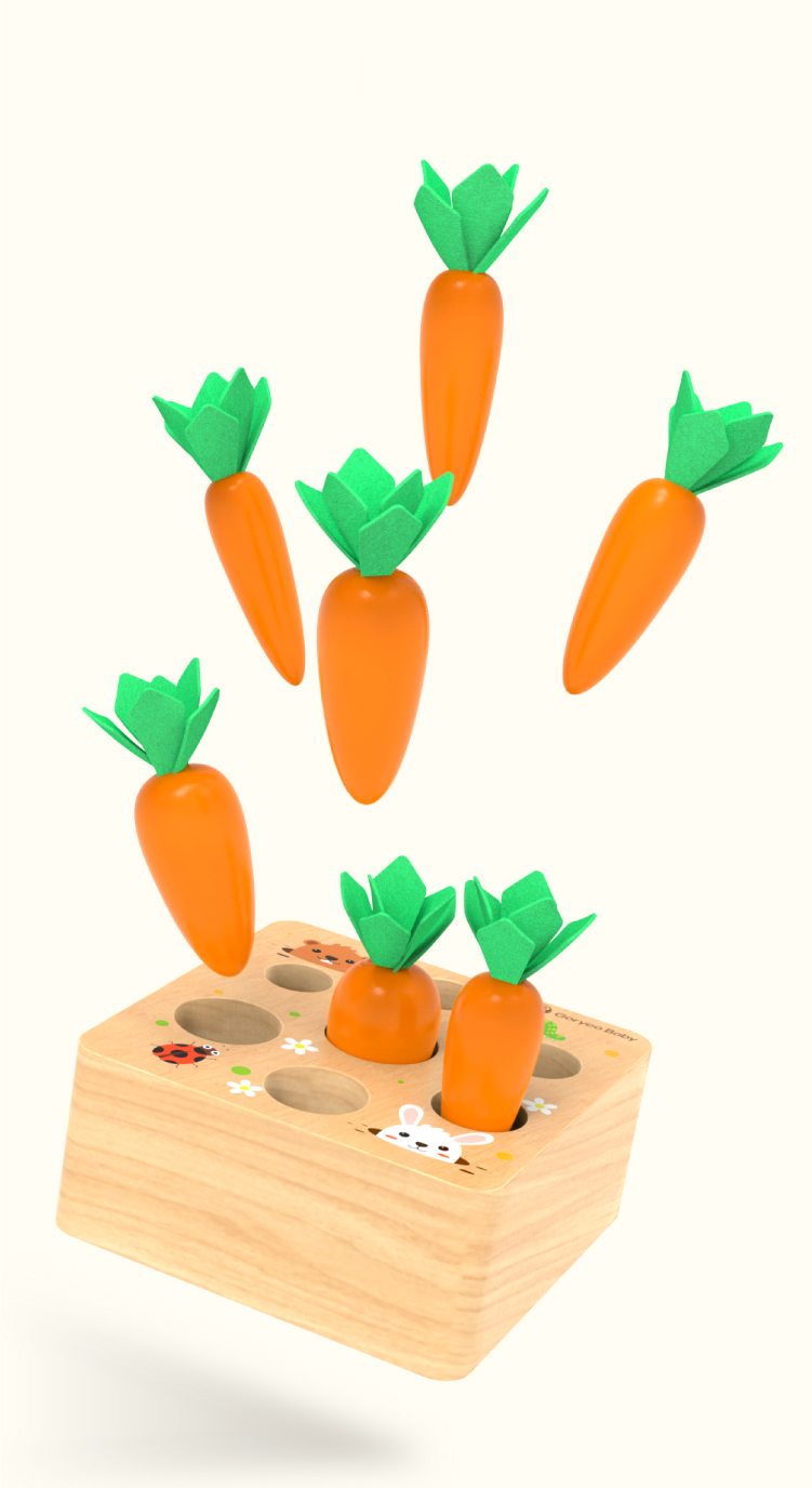 Amazon Best Selling High Quality Carrot Pulling Game Toys New Design Kids Shape Perception Development Wooden Toys