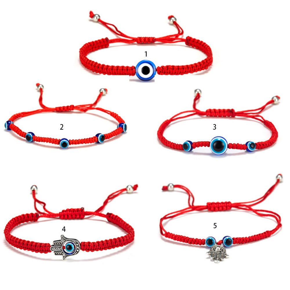 Turkish Blue Evil Eye & Hamsa Hand Red String Bracelet For Men - Sterling Silver Lucky Protection Jewelry Gift - View #11