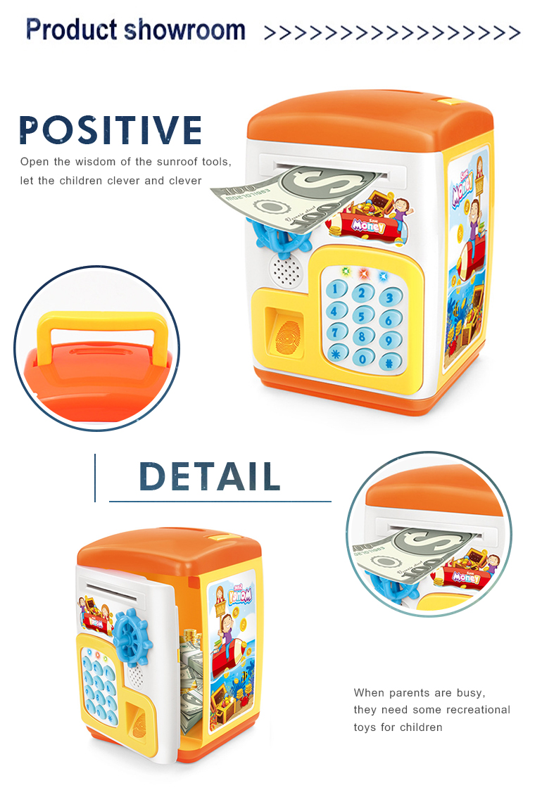 Multifunction money saving atm money bank toy kids plastic safe toy atm money password piggy bank