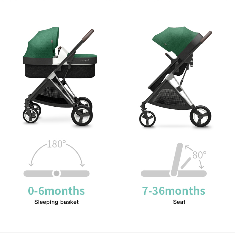 High view baby stroller can sit or lie down two-way shock absorbent portable folding baby stroller