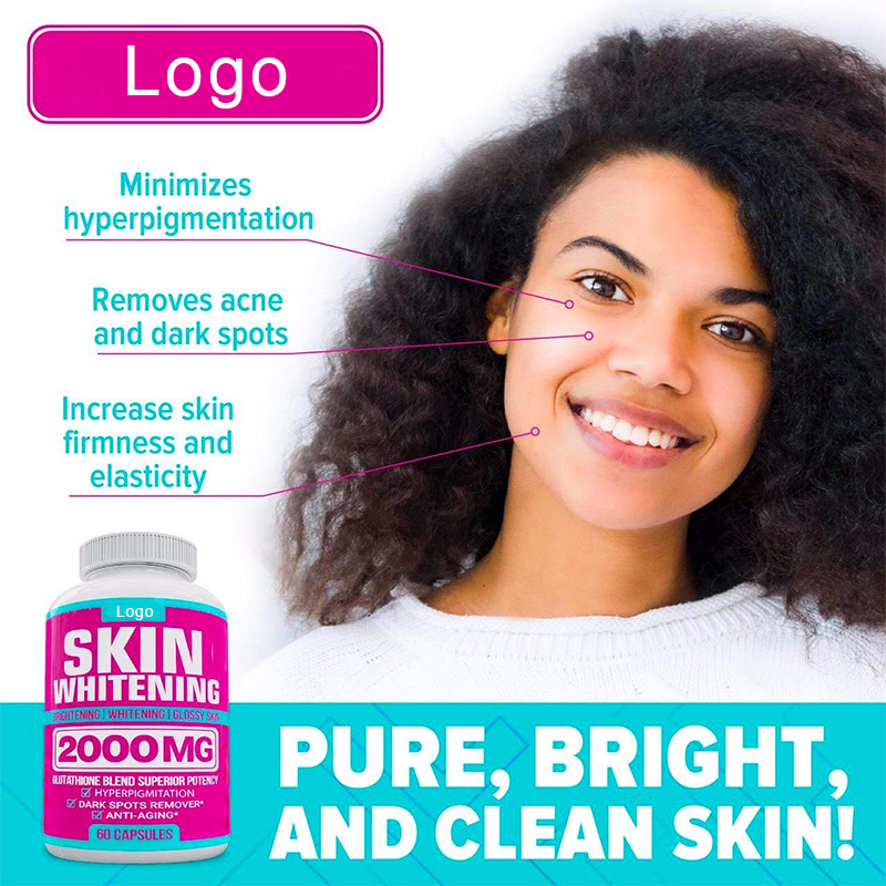 Private Label Glutathione Whitening Capsules Pills Anti aging Effect and Powerful Antioxidant 60caps Skin Whitening Pills