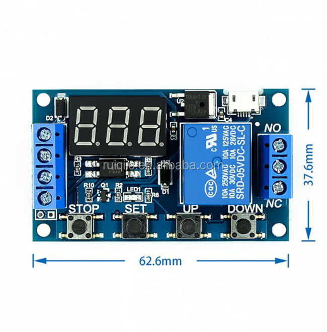 XY-J02 リレーモジュール - 遅延電源オフ、トリガー遅延、USB接続