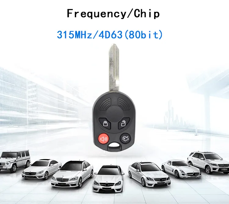 Fusion F150 Mustang Escape MKZ Tribute 4 Buttons 315MHz 4D63 80bit Chip Head Key for Ford Lincoln Mazda Mercury CWTWB1U722