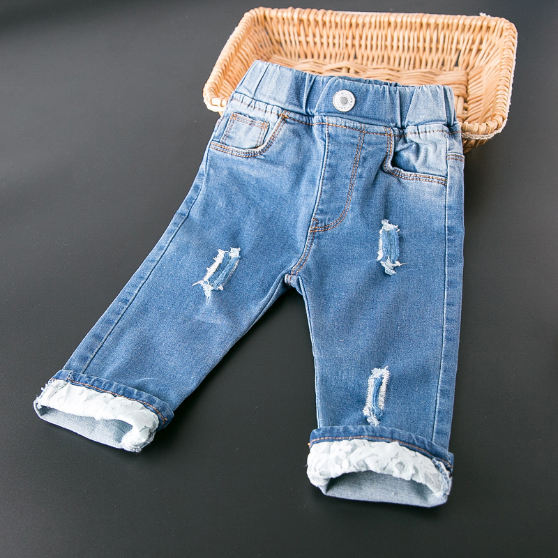 Новинка 2017 года, дизайнерские Джинсовые брюки для детей на весну и осень, оптовая продажа