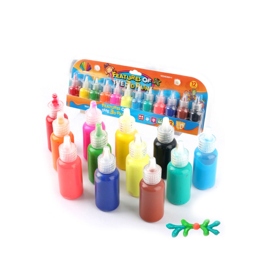 12 Colors 3D Assorted Puffy Tulip Fabric Paint Kit