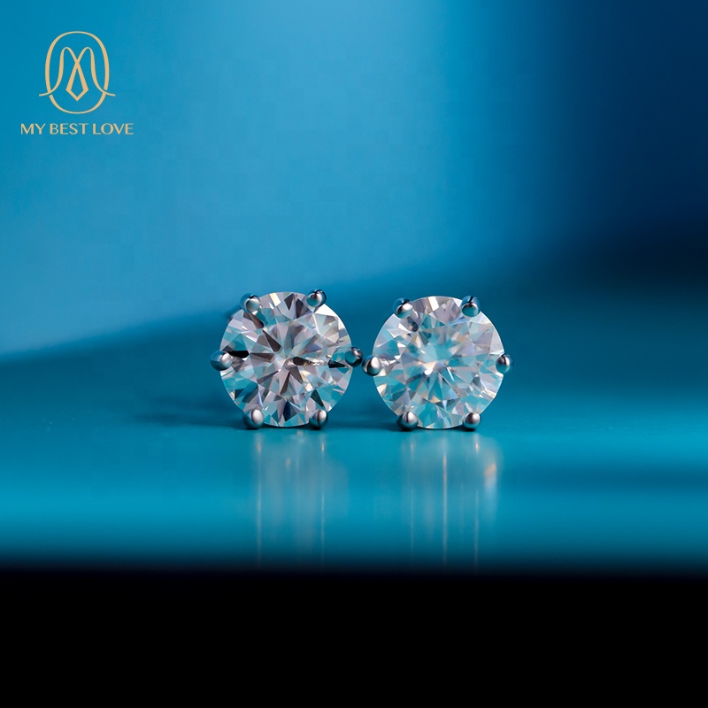 18k Gold White 1 ct Moissanite Diamond Studs Trendy Luxury Earring Set Jewelry for Women