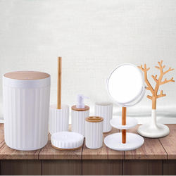 7 Pcs Modern White Plastic Hotel Bathroom Accessory Luxury Bathroom Accessories Plastic Hotel Bathroom Accessories Set