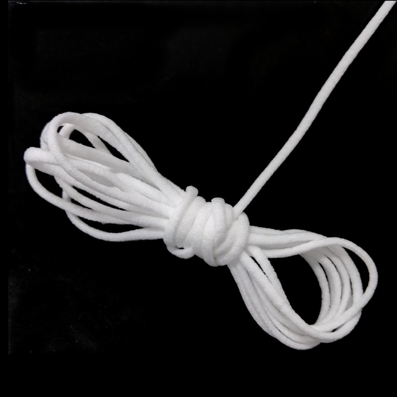 Manufacturer price white facemask earloop flat round elastic clamp 4mm band rope cord for facemask bathing