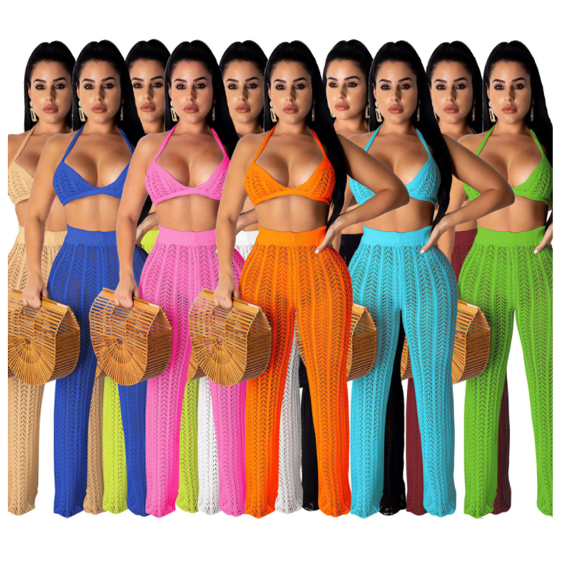 2021 плюс размер пикантные 2 шт. Топ c бретелькой через шею летние женские детской одежды комплекты с короткими рукавами, комплект из двух предметов, комплект со штанами