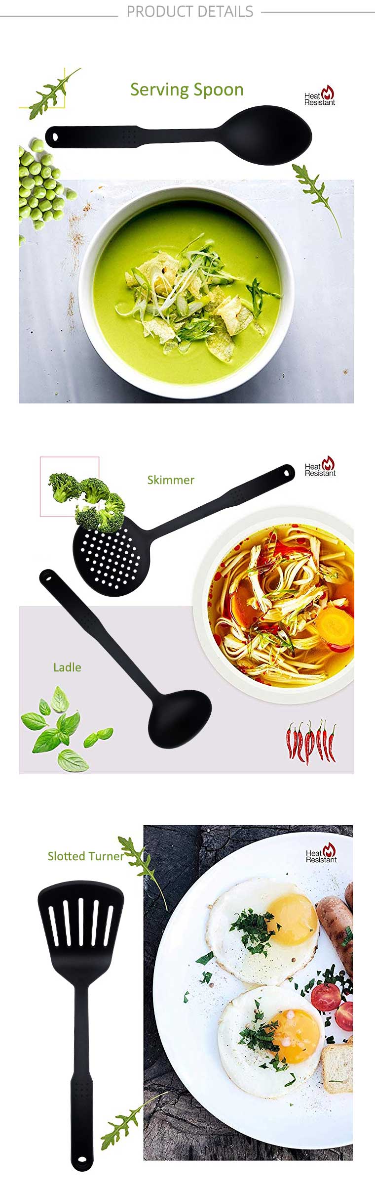 Amazon Hot Sale multi function 8pcs nylon kitchen utensils eco-friendly heat resistant kitchen utensils sets