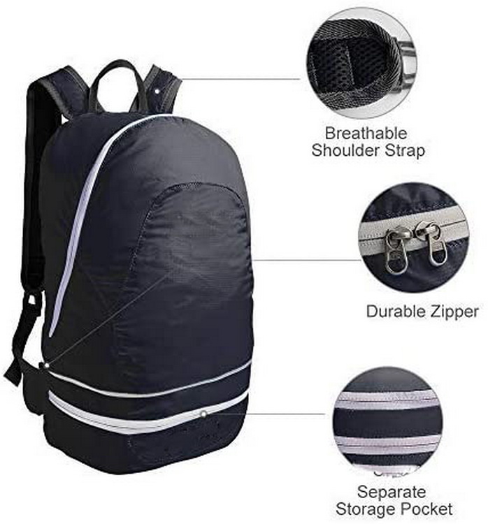 Zaino ripiegabile 2 in 1 Marsupio Leggero Zaino pieghevole per escursionismo, viaggio, ciclismo