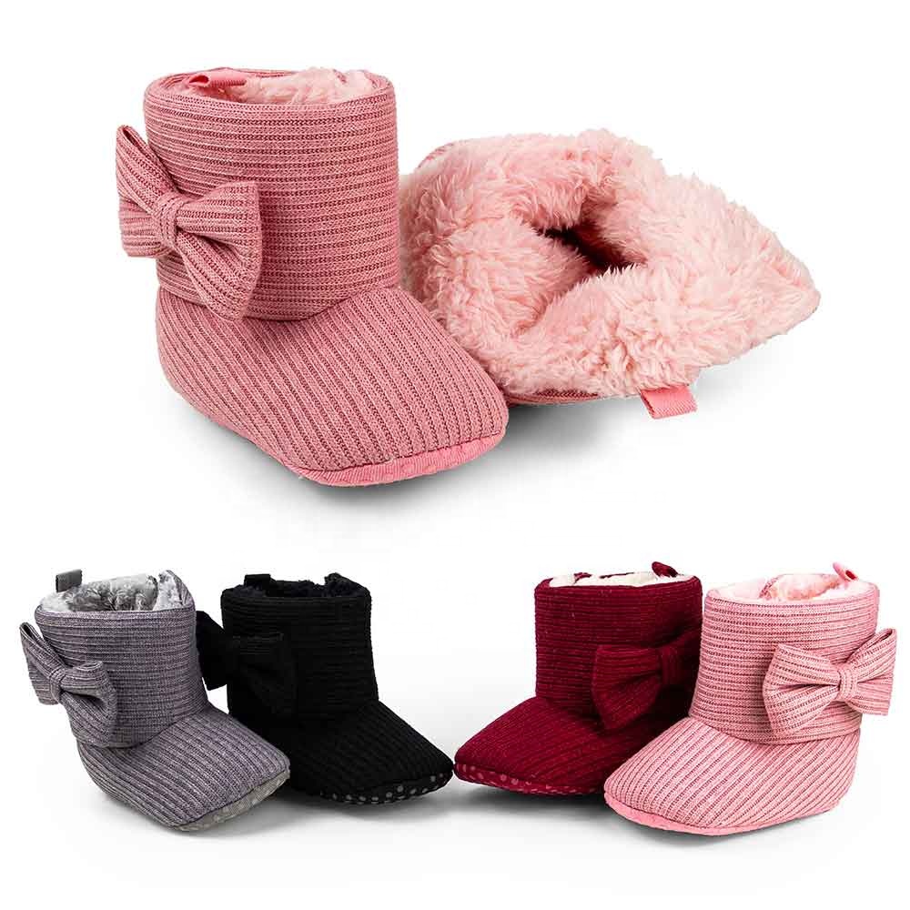 Эфирные вязаные свитера для девочек мягкие ботинки с бантом; Платье для маленьких девочек; Обувь