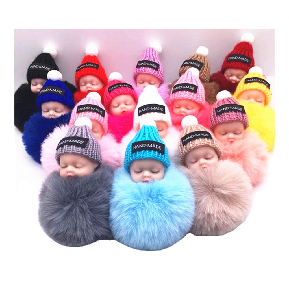 Лидер продаж, брелок для ключей с помпоном, брелок с меховым Кроликом, Детская кукла, брелок