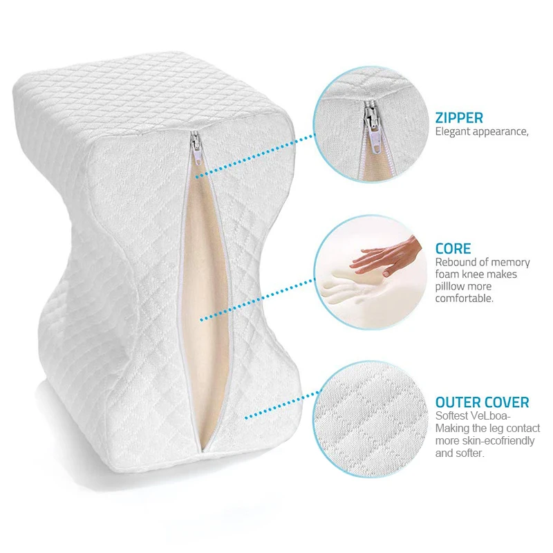 Memory Foam Knee Foot Pillow Contour Wedge Pillow Orthopedic Leg Pillow For Side Sleeper