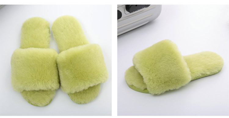 Fashion Women Indoor Faux Fur Slippers 2020 Winter Warm Furry Flat Shoes Home Sandals