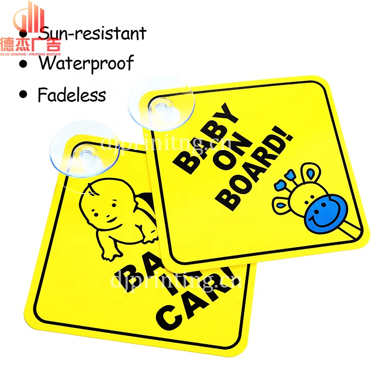 Car window hanging signs custom baby on board sign with suction cup