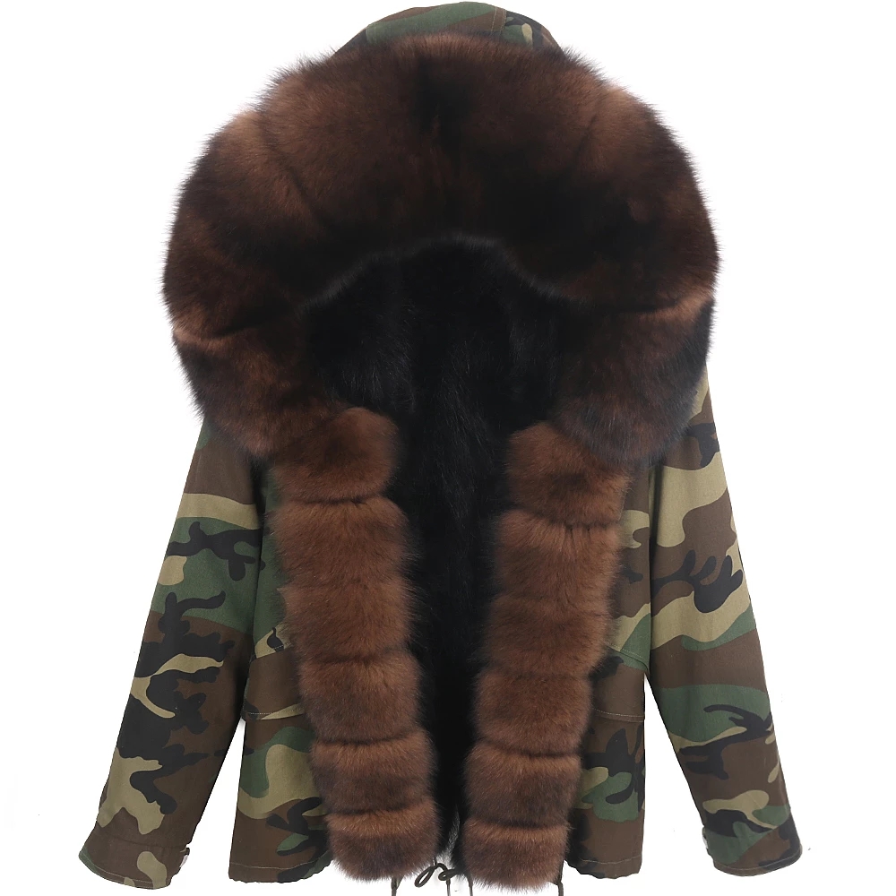 Мужская короткая парка с капюшоном, черная водонепроницаемая куртка на лисьем меху, с воротником из натурального Лисьего меха, верхняя одежда, зима 2021