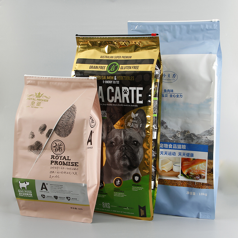 Custom Logo Recycled Pouches, Slide Zippers Lock, Gusset Mylar Dog Food Pet Food Packing, Flat Bottom Pouch