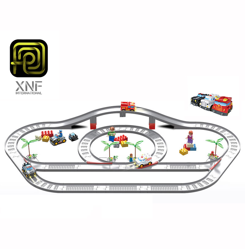 Новый конструктор, совместимый с строительными блоками с металлическим автомобилем, самосборный электрический автомобиль, трек, набор гоночных автомобилей, трек, игрушки