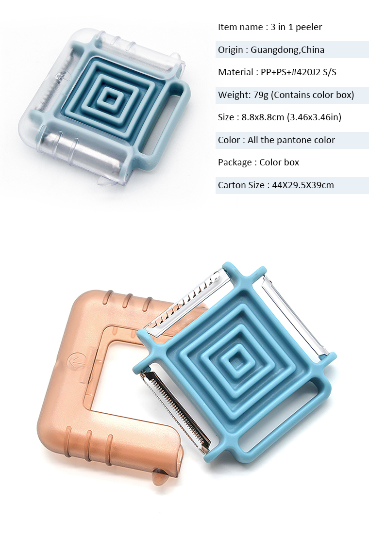 YF Kitchen Gadgets Supplier Vegetable & fruit Peeler Accept All the Pantone Color 3 in 1 Switchable Peeler with Cover