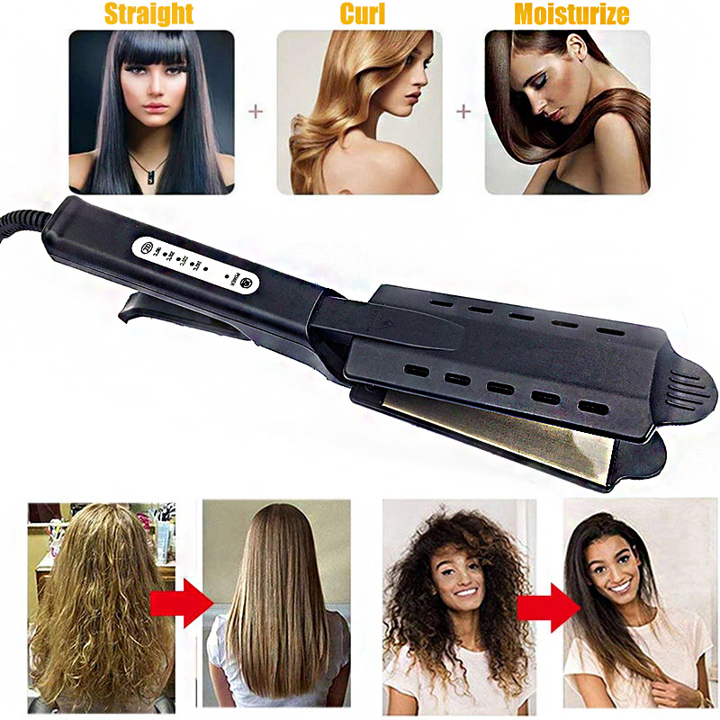Wholesale Private Label Black Salon Wet Dry Titanium Ceramic Tourmaline Ionic Flat Iron Steam Hair Straightener Online