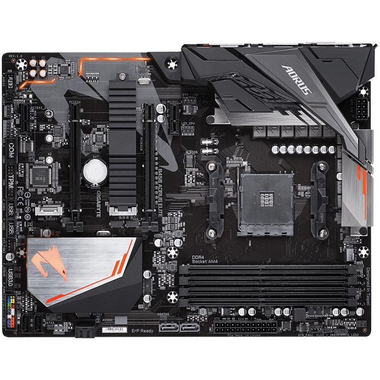 Placa-mãe GIGABYTE B450 AORUS ELITE AM4 com CPU Ryzen 7 3700X usada