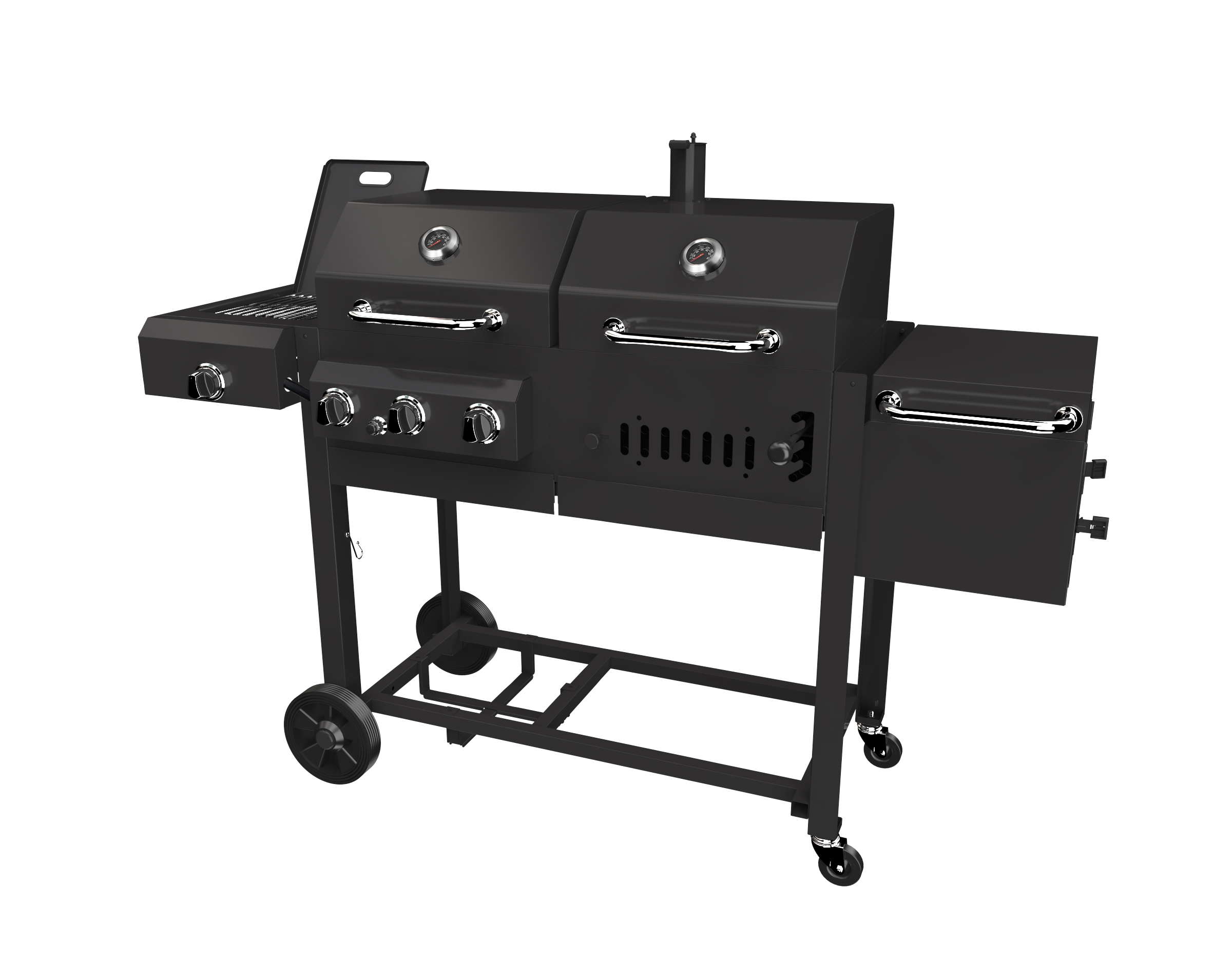 Oversize Combo Grills Met 3 Branders Gas Plus Houtskool Gas Houtskool Roker 3 in 1combo Gas houtskool Bbq Barbecue